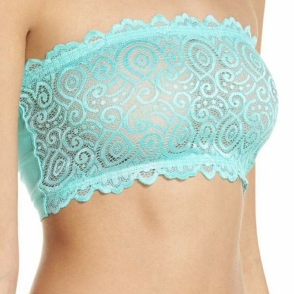Free People Reversible Seamless Lace Bandeau Strapless Bra Seafoam Women’s XS /S - Picture 1 of 9